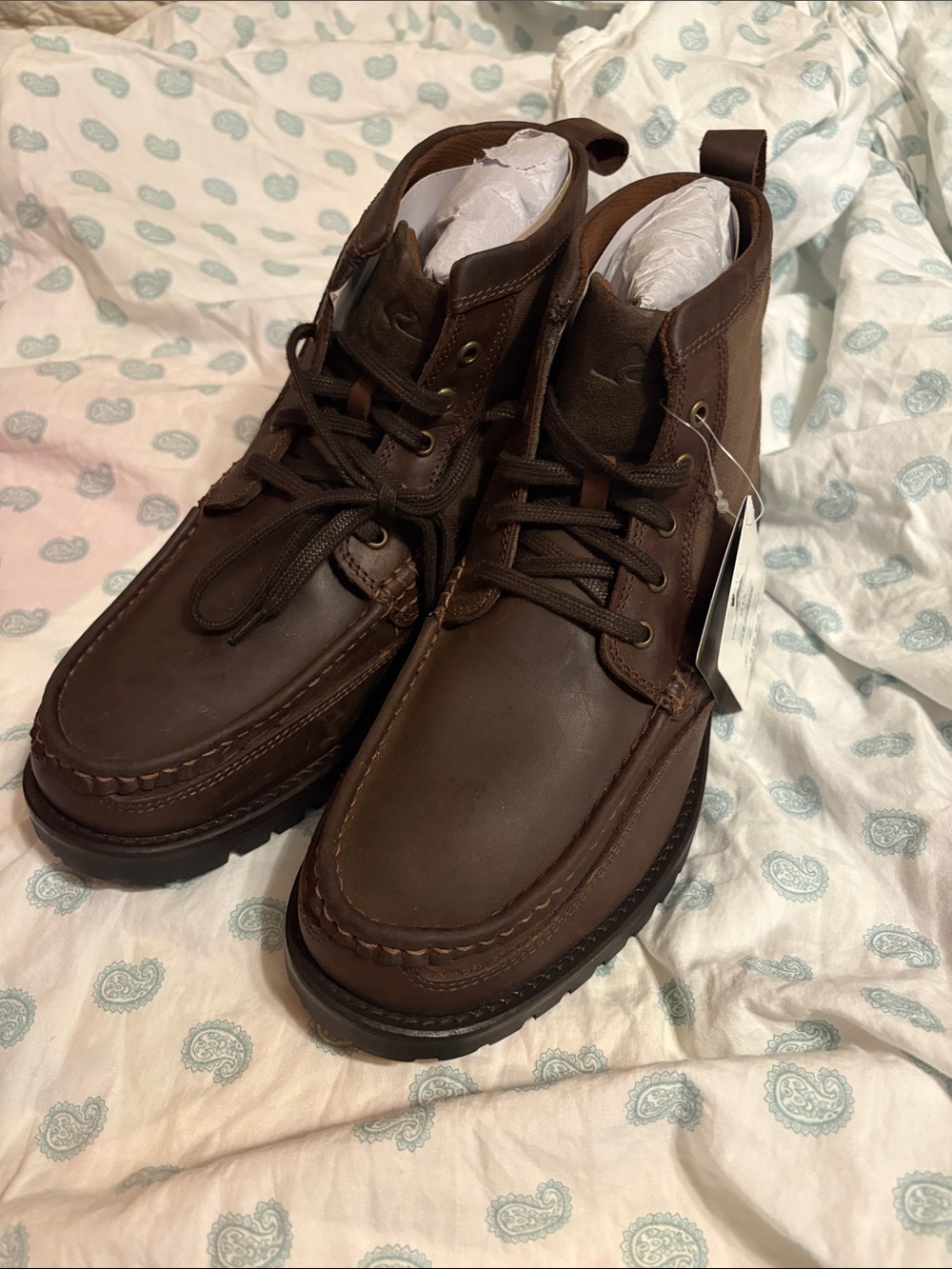 Ozark Trail Men's Dark Brown Leather Chukka Moc Toe Boots
